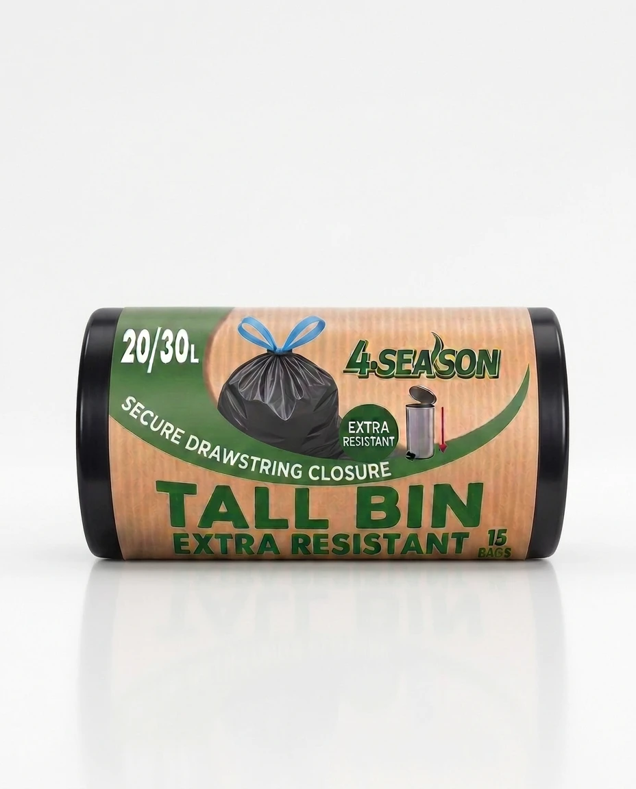 Black bin bags · roll packaging — packaging design reference
